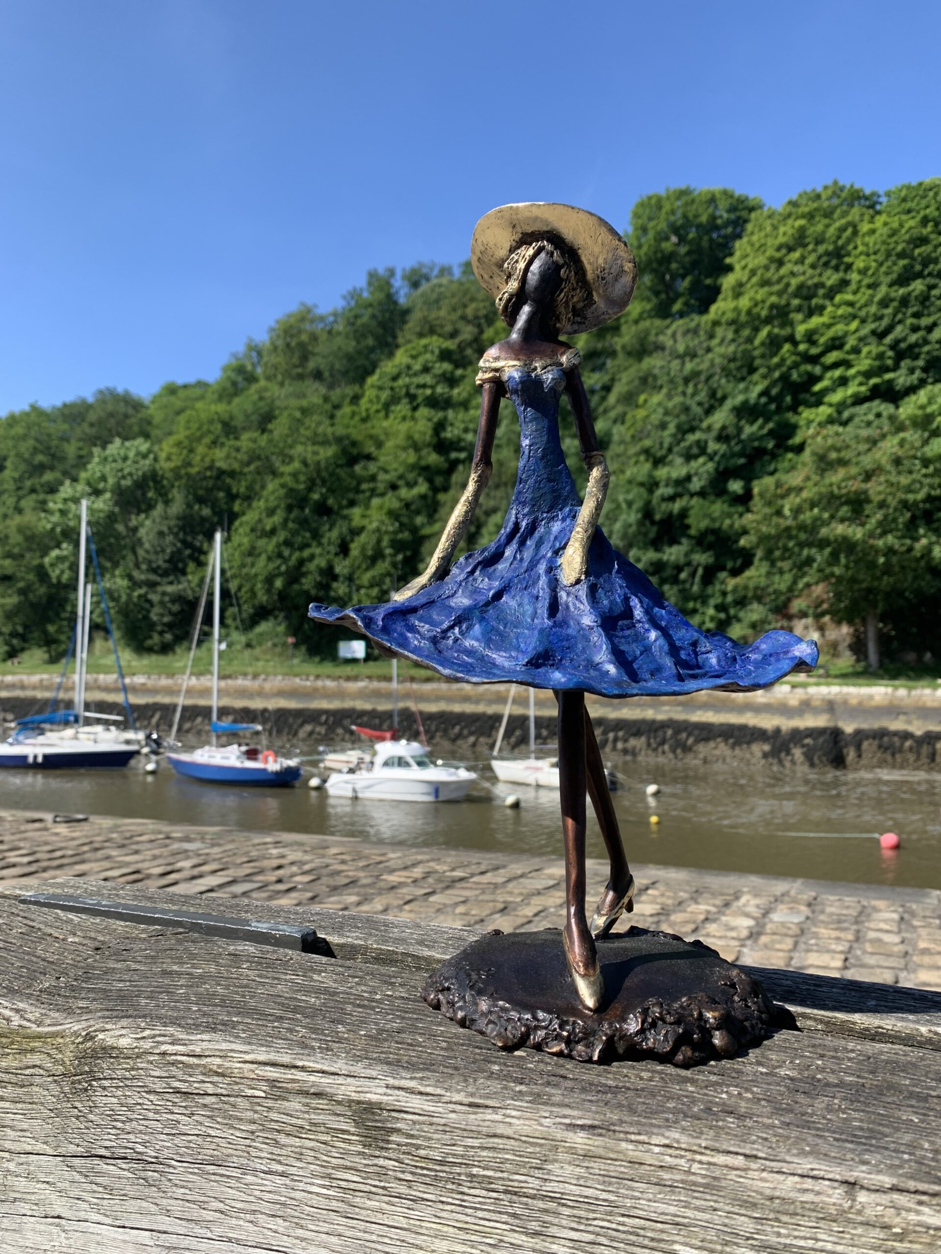 la promenade - bronze patine bleue