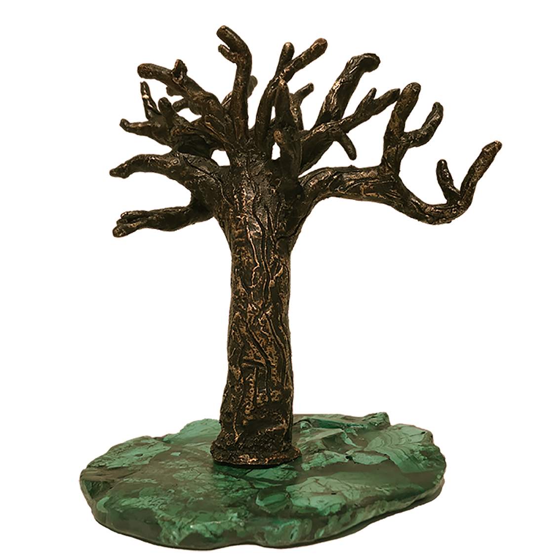 l'arbre - bronze sur socle en malachite -